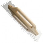 Acélsimító Svájci glettelő 6mm-es fogazott 50x13cm rozsdamentes acél glettvas fa nyéllel - 1 db