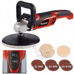 Einhell CC-PO 1100/1 E (BT-PO 1100 E) Polírozógép 180mm, digitiális fordulat, +koffer + 9db polírozó szett