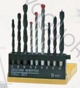 Fúrószár készlet 9 db-os, fém/kő/fa