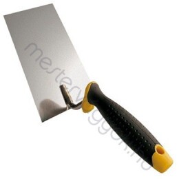 Kőműves kanál rozsdamentes acélból 16x11cm, kétkomponensű gumi nyéllel