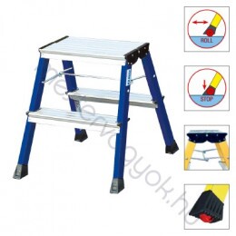 Krause Monto Rolly gurítható, összecsukható két oldalon járható alumínium fellépő létra - Kék