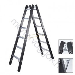 Zarges Megastep B Z600 peremezett lépcsőfokos kétoldalon járható alumínium állólétra - Eloxált fekete