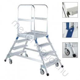 Zarges Pod Z600 Két oldalon járható Acél gurulós 600x800mm nagydobogós lépcső 4db krékkel