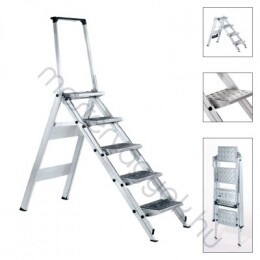 Zarges Plazatec P Z600 Összecsukható TOP biztonsági bordázott foku lépcső biztonsági kengyellel