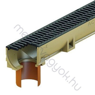ACO SELF Euroline vízelvezető polimerbeton folyóka, DN100-as alsó kivezetéssel, öntöttvas ráccsal - 1 m