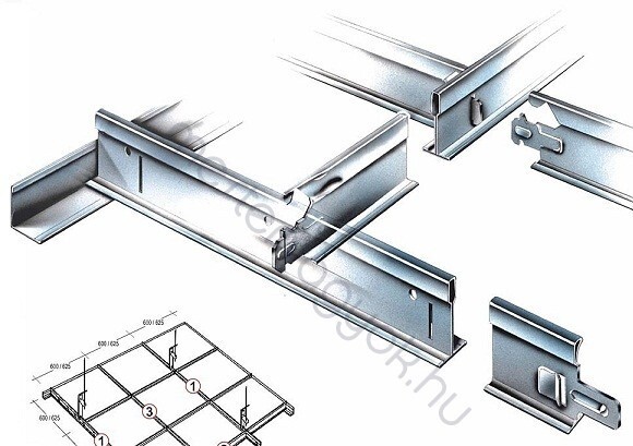 COGI Kazettás Álmennyezet Főtartó, Fióktartó 15x38mm-es tartószerkezet 625x625mm-es laphoz - 0.625 m hosszú