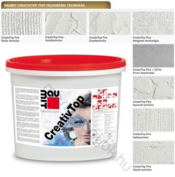 Baumit CreativTop Fine 1mm modellező vakolat kültéri és beltéri vakolt és hőszigetelt felületekre - Fehér / 25 kg