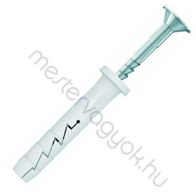 Beütődűbel peremes műanyag+ csavar 6mm átmérővel - 6x 40 mm