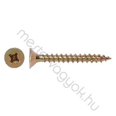 Forgácslap csavar süllyesztett 3,5mm átmérővel PZ fejjel, rezezett - 3.5x 18 mm