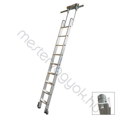 Krause Stabilo lépcsőfokos polclétra T-vezetősínnel alumíniumból, önfékező kerekekkel - 1x 6 fokos