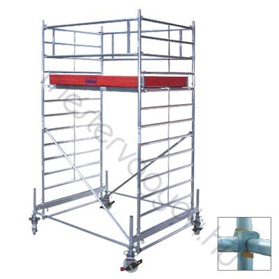 Krause Stabilo 500-as dupla széles alumínium gurulóállvány, 2.50x1.50m állványmérettel, kerékszettel - 4.4 m munkamagasság