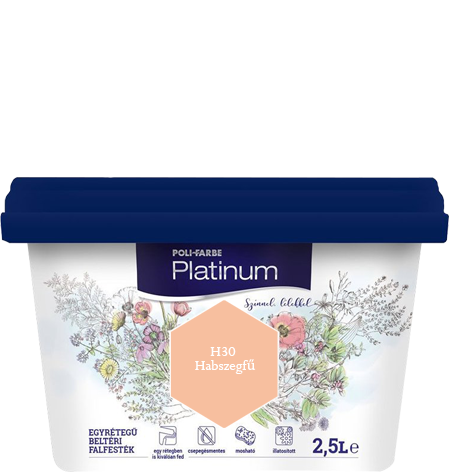 Polifarbe Platinum egyrétegű beltéri színes diszperziós falfesték - H30 Habszegfű / 2.5 liter