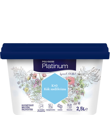 Polifarbe Platinum egyrétegű beltéri színes diszperziós falfesték - K40 Kék Szellőrózsa / 2.5 liter