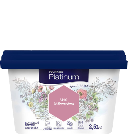 Polifarbe Platinum egyrétegű beltéri színes diszperziós falfesték - M40 Mályvarózsa / 2.5 liter