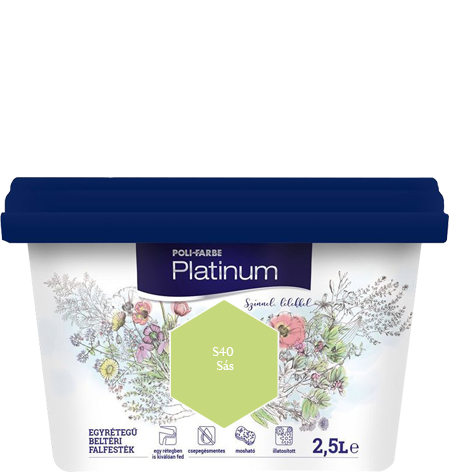 Polifarbe Platinum egyrétegű beltéri színes diszperziós falfesték - S40 Sás / 2.5 liter