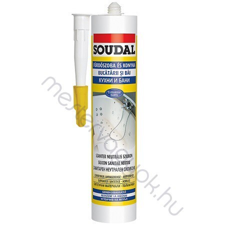 Soudal Neutrális szaniter szilikon gombaölő (fungicid) tulajdonsággal -60-+180C-ig, ecetsav mentes - Színtelen / 300 ml