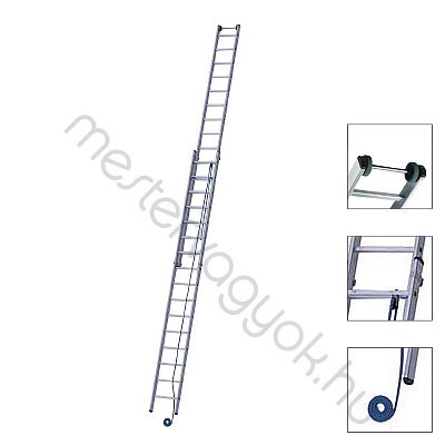 Zarges Skyline 2E peremezett létrafokos kétrészes alumínium húzóköteles  létra - 2x 14 fokos